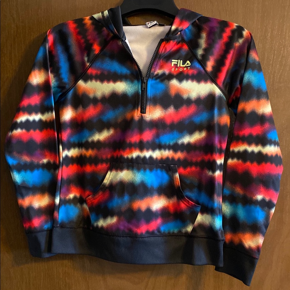 Fila multi-colored half-zip pull over hoodie